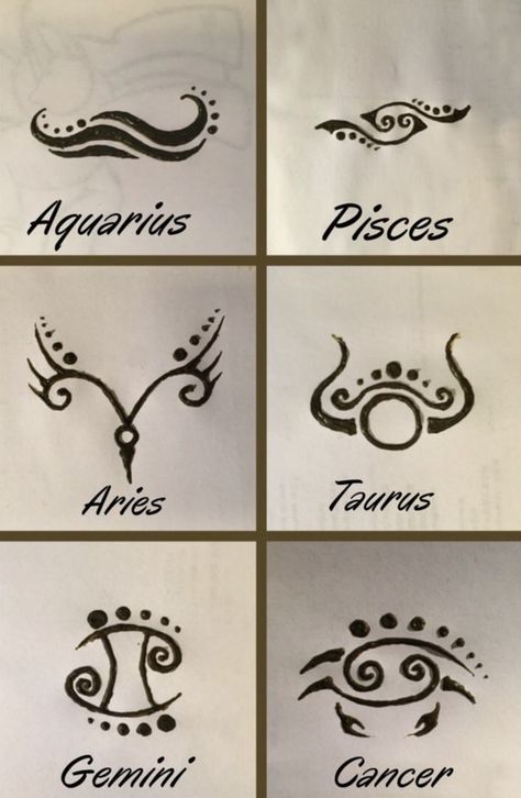 Aquarius Tattoo Ideas Zodiac, Sigil Alphabet, Zodiac Signs Easy Drawings, Gemini Henna, Henna Zodiac Signs, Henna Tattoo Designs Zodiac Sign, Henna Designs Astrology, Easy Moon Henna Designs, Birthday Henna