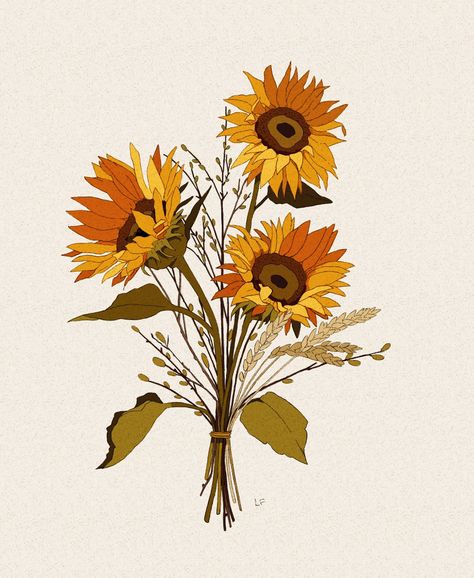 Willow Flower, Sunflower Illustration, Sunflowers And Roses, Sunflower Bouquets, Sunflower Wallpaper, Sunflower Tattoo, Botanical Illustration, Amazing Flowers, Maple Leaf Tattoo