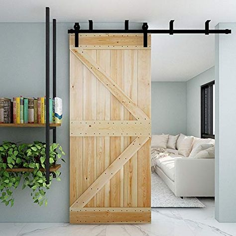 Best Way To Hang A Barn Door From The Ceiling Hanging Sliding Doors, Hanging Barn Doors, Internal Sliding Doors, Room Divider Doors, Barn Door Track, Roller Doors, Sliding Barn Door Hardware, Interior Modern, Door Stopper