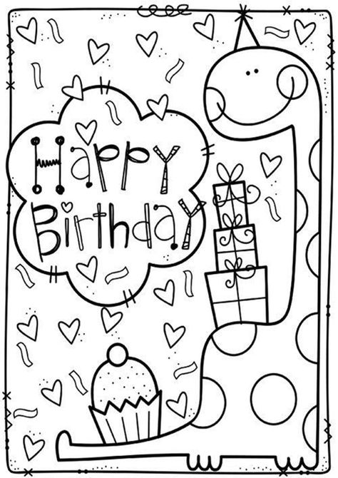 Free  Easy To Print Happy Birthday Coloring Pages - Tulamama Happy Birthday Coloring Pages Printables Free, Happy Birthday Teacher, Coloring Pages Birthday, Coloring Birthday Cards, Happy Birthday Coloring Pages, Kindergarten Coloring Pages, Happy Birthday Printable, Birthday Coloring Pages, Dinosaur Coloring Pages