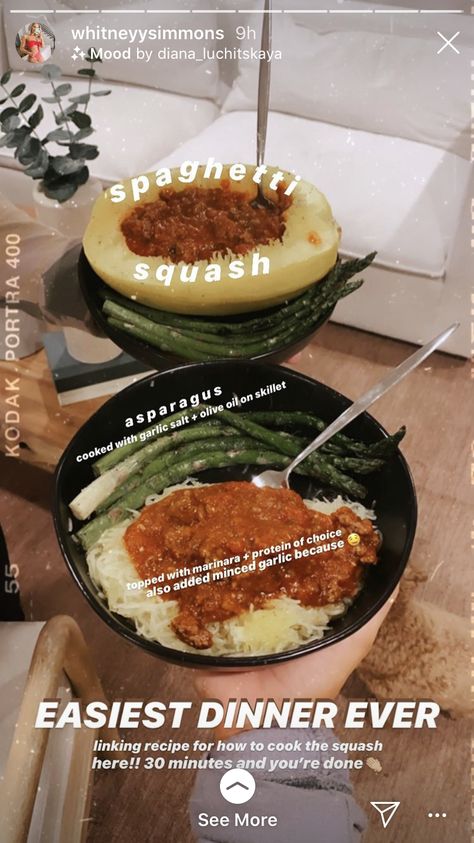 From Whitney Simmons Whitney Simmons Recipes, Spaghetti Squash Recipe, Whitney Simmons, Dream Food, Squash Recipe, Spaghetti Squash Recipes, Easy Healthy Meal Prep, Spaghetti Squash, Garlic Salt