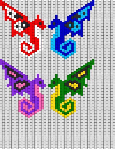 Butterfly Dragons bead pattern | Beads! Owls, Butterflies ... Kandi Cuffs, Easy Perler Bead Patterns, Melty Bead Patterns, Beaded Banners, Fuse Bead Patterns, Pony Bead Patterns, 8bit Art, Kandi Patterns, Hama Beads Patterns