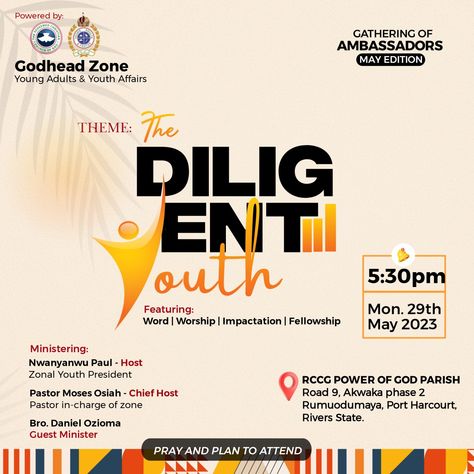 The Diligent Youth Youth Program Flyer Design, Pubmats Ideas, Fundraising Poster, Church Flyer Design, Youth Empowerment, Church Youth, Church Poster Design, Roses Wallpaper, Youth Day