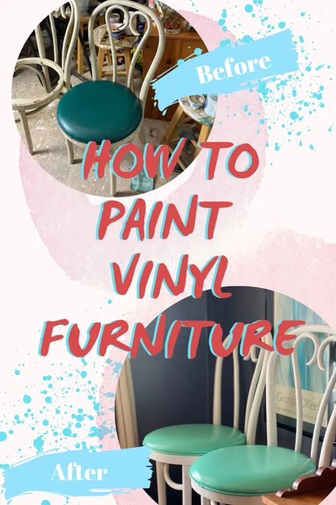 Painting Vinyl Furniture with Angelus Leather Paint - Peony Lane Designs Painting On Faux Leather Diy, Angelus Leather Paint, Painted Leather Boots, Refurnishing Furniture, Vinyl Spray Paint, Painting Kitchen Chairs, Vinyl Furniture, Paint Vinyl, Indoor Paint