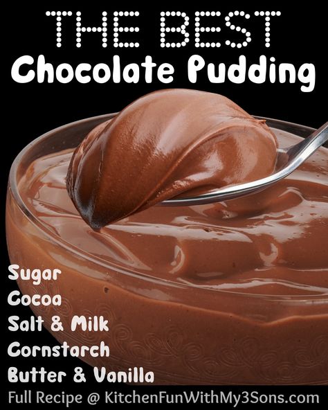 This Chocolate Pudding Recipe is a smooth, thick, and creamy recipe made with just a handful of ingredients. Yummy dessert! #recipes Home Made Pudding, Pudding Homemade, Pudding Recipes Homemade, Easy Chocolate Pudding, Chocolate Pudding Recipe, Homemade Chocolate Pudding, Chocolate Pudding Recipes, Homemade Pudding, Creamy Recipes