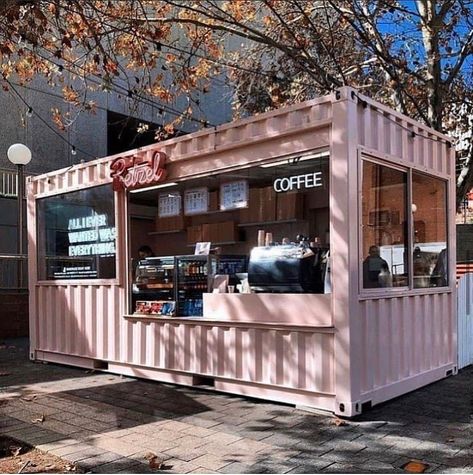 Pink Container, Container Coffee Shop, Coffee Food Truck, Container Restaurant, Mobile Coffee Shop, Coffee Trailer, Container Cafe, Small Coffee Shop, Container Bar