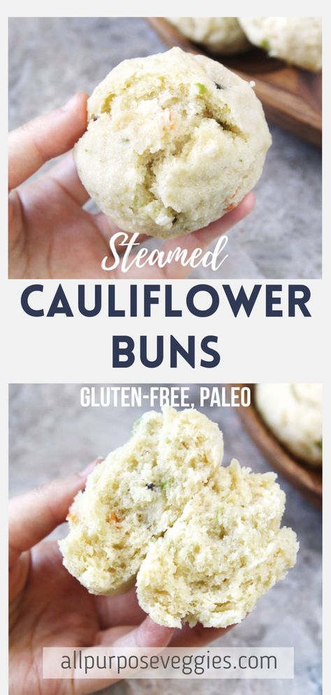 Keto Steamed Buns, Cauliflower Flour Recipes, Itaki Recipes, Cauliflower Flour, Paleo Breads, Fried Veggies, Paleo Cauliflower, Chopped Veggies, Vegetable Bread