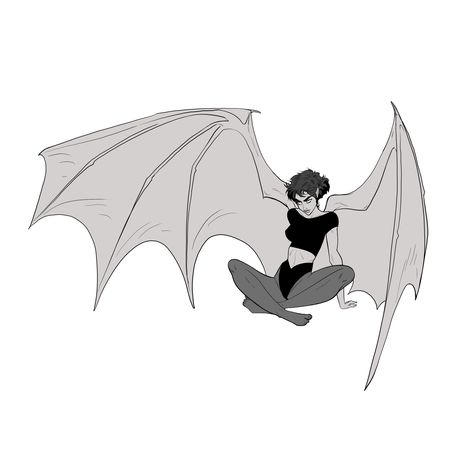 Bat Winged People, Character With Bat Wings, Bat Winged Human Character Design, Person With Dragon Wings Drawing Reference, Gargoyle Wings Drawing, Human With Bat Wings, Character With Wings Reference, Vampire Wings Drawing, Dragon Wings On Human