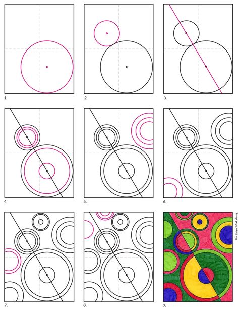 Circle Composition Design, Circle Art Projects, Delaunay Art, Circle Art Design, Abstract Circle Art, Circle Project, فنسنت فان جوخ, Shapes Art, Geometric Shapes Art