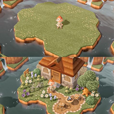 Flat Island Animal Crossing, Acnh Flat Island, Acnh Rock Garden, Spring Acnh, Garden River, Stone Garden Paths, Acnh Ideas, Stone Garden, Garden Path