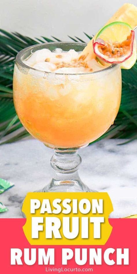 Passion Fruit Rum Punch Rum Passion Fruit Cocktail, Passion Fruit Alcoholic Drink, Passion Fruit Drinks Cocktails, Passion Fruit Juice Cocktail, Passion Fruit Drinks, Passion Fruit Cocktail Recipes, Passion Fruit Punch, Tropical Rum Punch, Passion Fruit Cocktail