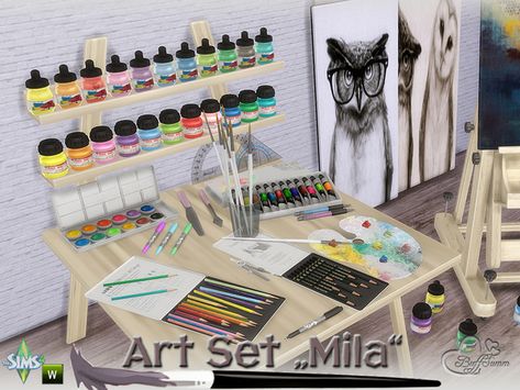 BuffSumm's Mila Art Hobby Set Mods Sims 4, Sims 4 Tsr, Die Sims 4, Sims 4 Cas Mods, Art Hobby, Sims 4 Clutter, Pc Build, The Sims 4 Packs, Sims 4 Cc Makeup