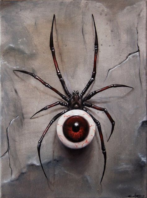 ~Gothic Art Spider Drawing, Eyeball Art, Spider Tattoo, Spider Art, Macabre Art, Simple Tattoo, Tattoo Life, Drawing Inspo, Creepy Art