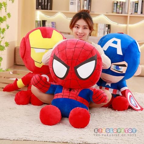 Spiderman Plush, Iron Man Cartoon, Iron Man Spiderman, Captain America Iron Man, Iron Man Captain America, Marvel Movie, Male Doll, Avengers Movies, Plush Toy Dolls