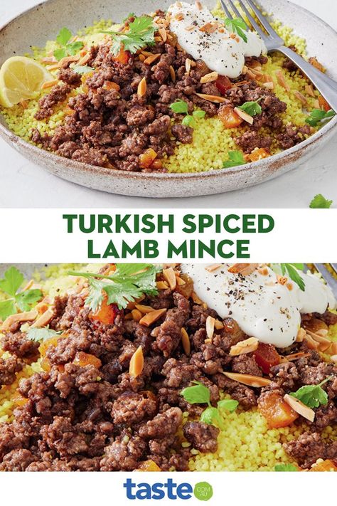 Lamb Mince Recipes, Middle Eastern Recipes Arabic Food, Spiced Lamb, Middle East Food, Minced Meat Recipe, Middle East Recipes, Moroccan Dishes, Lamb Dishes, Couscous Recipes