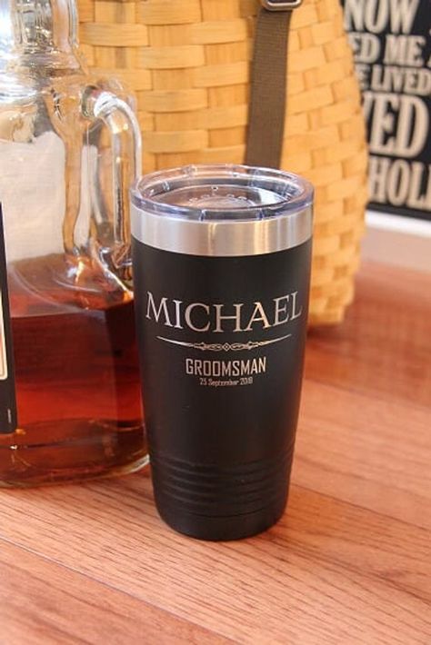 Engraved 20 Ounce Polar Camel Tumbler for Groomsmen, Personalized Groomsmen Tumbler, Horizontal Name Cup for Best Man, Perfect for Wedding Party gifts Our tumblers are made like the expensive Y Brand but cost a lot less! Double walled vacuum insulation keeps drinks hot or cold for hours. Sweat-free Lake Boats, Wedding Tumblers, Laser Engraved Gifts, Groomsmen Gifts Personalized, Wedding Party Gifts, Groomsman Gift, Stainless Steel Cups, Tumbler Gift, Insulated Cups