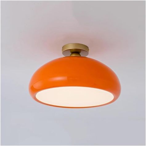 Scandinavian White Ceiling Light - Mid Century Semi Flush Mount with Orange Metal Iron Close to Ceiling Light Fixture. Suitable for Bedroom, Kitchen, Hallway, Laundry Room, Porch. ( Color : White ) - Amazon.com Close To Ceiling Light Fixtures, Low Ceiling Light Fixtures, Laundry Room Porch, Foyer Ceiling Lights, Hallway Laundry Room, Office Refresh, Nz House, Hallway Laundry, White Ceiling Light