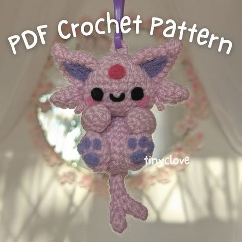 Espeon - PDF Crochet Pattern Crochet toys free patterns easy #crochettoysfreepatternseasy #crochet #crochettoy #crochetpattern #crochetpatterns 4.177 Crochet Cuddlers, Toys Quotes, Pokemon Crochet Pattern, Crochet Pokemon, Pokemon Pattern, Confection Au Crochet, Crochet Cushion Cover, Crochet Keychain Pattern, Crochet Design Pattern