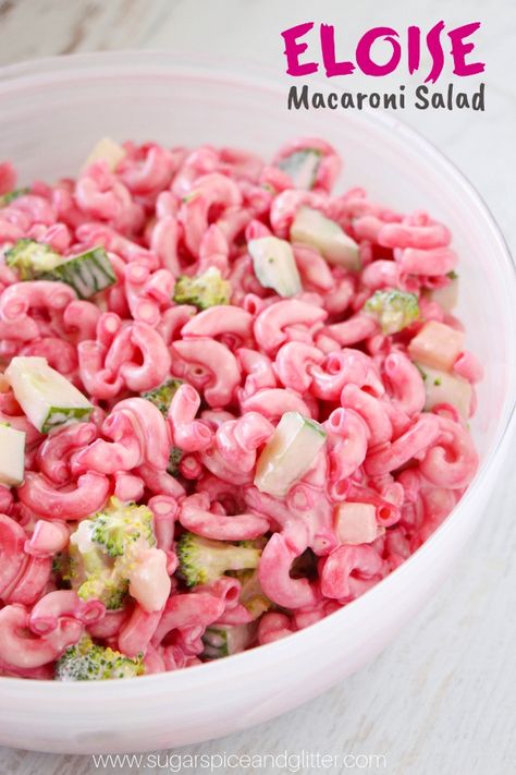 At Ella’s Sleeping Beauty Party, we served a bevy of Princess foods including this pink princess macaroni salad. It’s tasty, fun and perfectly on theme. Princess Salad Recipe While planning the menu for Ella’s Sleeping Beauty party, we wanted to go with somewhat healthy options that were both themed and kid-friendly. And what’s more on-theme... Best Spaghetti Meat Sauce, Pretty Pasta, Mayo Pasta Salad Recipes, Colored Deviled Eggs, How To Make Macaroni, Popcorn Recipes Easy, Easy Popcorn, Sleeping Beauty Party, Princess Food