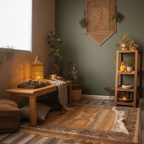 Meditation Room Small Space, Reiki Room Set Up, Home Yoga Room Ideas Meditation Space, Acupuncture Room Design, Spiritual Home Aesthetic, Modern Massage Room, Yoga Room Ideas Zen Space, Zen Den Meditation Rooms, Yoga Meditation Corner