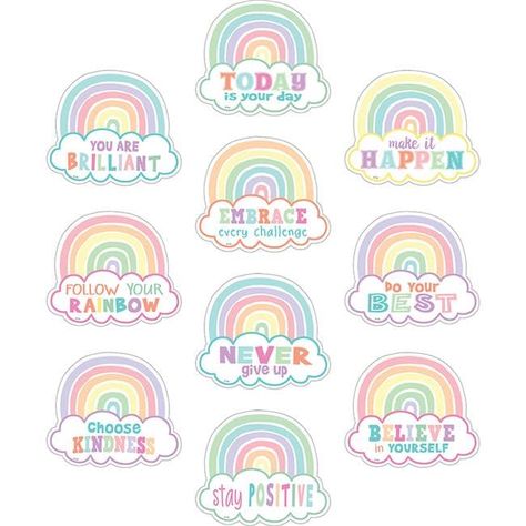 Teacher Created Resources TCR8418-3 Pastel Pop Positive Sayings Bulletin Accent - Pack of 3 Positive Sayings, Teacher Discounts, Teacher Created Resources, Pop Collection, Classroom Walls, Classroom Themes, Pastel Rainbow, Decor Artwork, Bulletin Boards