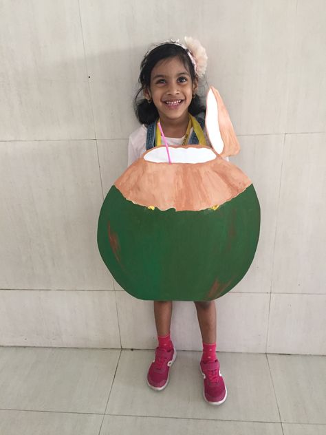 Coconut Costume Diy, Coconut Costume, Fruit Fancy Dress, Kids Craft Work, Vegetable Dress, Vegetable Costumes, Fancy Dress Costumes Kids, Tender Coconut, Fruit Costumes