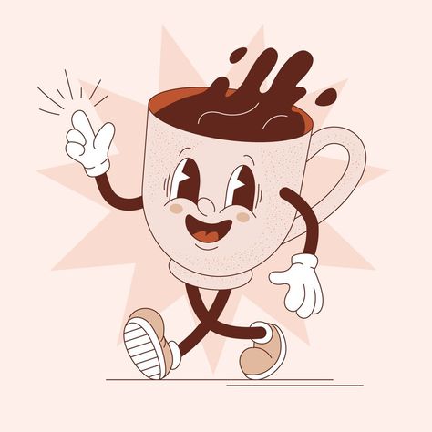 Free Vector | Hand drawn coffee cartoon illustration Coffee Drawing Illustration, Drawing Cup, Coffee Cup Drawing, Notebook Decoration, Coffee Doodle, Coffee Cartoon, Eye Illustration, Coffee Vector, Coffee Drawing