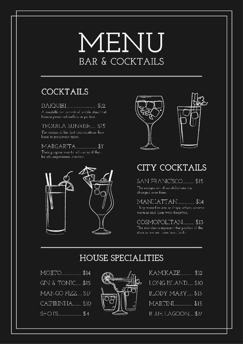 Speakeasy Menu, Blackboard Menu, Chalk Menu, Drink Menu Design, Menu Board Design, Daiquiri Cocktail, Cafe Menu Design, Bar Image, Menu Inspiration