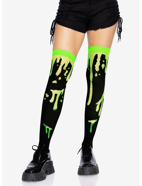 Neon Punk Fashion, Neon Clothes, Neon Goth, Alien Clothes, Spooky Halloween Costumes, Splash Zone, Scene Outfits, Leggings And Socks, Neon Fashion