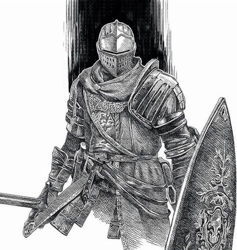 Knight Sketch Drawings, Elden Ring Black And White, Dark Souls Drawing, Manga Knight, Dark Souls Bonfire, Knight Sketch, Knight Drawing, Dark Souls Artwork, Saga Art