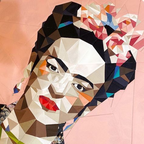 Pride & Joy Quilting on Instagram: “Finished my quilt portrait of one of my favorites—Frida Kahol. #myfeministheroes #ilovefridakahlo #fridaquilt #fridakahloquilt…” Fabric Portraits, Paper Piecing Quilts, Foundation Paper Piecing, Hot Glue Gun, Quilt Piecing, Paper Piecing, My Favorites, Art Quilts, Quilting