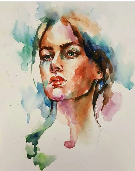 Watercolor Portrait Tutorial, Face Oil Painting, Watercolor Face, Watercolor Art Face, Watercolor Portrait Painting, Portraits Art, Portraiture Painting, Watercolour Inspiration, Art Painting Gallery