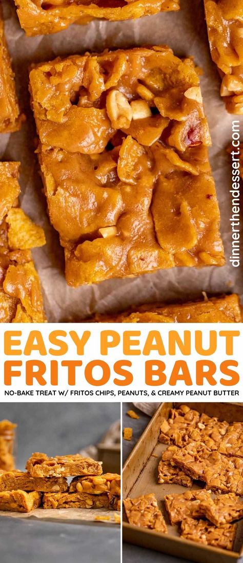 Peanut Butter Frito Bars, Fritos And Peanut Butter Recipe, Frito Peanut Butter Bars, Frito Bars Peanut Butter, Fritos Dessert Bars, Peanut Butter Fritos Recipe, Frito Dessert Peanut Butter, Frito Peanut Butter Snack, Recipes With Fritos Chips