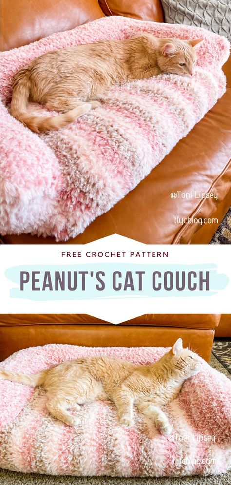 Our Favorite Crochet Ideas For Cats - Free Patterns Blanket Ideas Crochet, Cat Bed Pattern, Ideas For Cats, Trendy Blanket, Crochet Cat Bed, Fall Market, Crochet Cat Toys, Cat Couch, Gifts Crochet