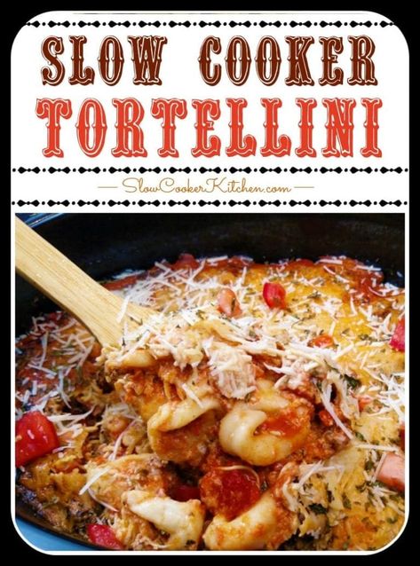 Easy Crockpot Tortellini, Tortellini Recipes Crockpot, Crockpot Tortellini, Ravioli Lasagne, Tortellini Casserole, Crock Pot Tortellini, Cheese Tortellini Recipes, Crockpot Italian, Slow Cooker Kitchen