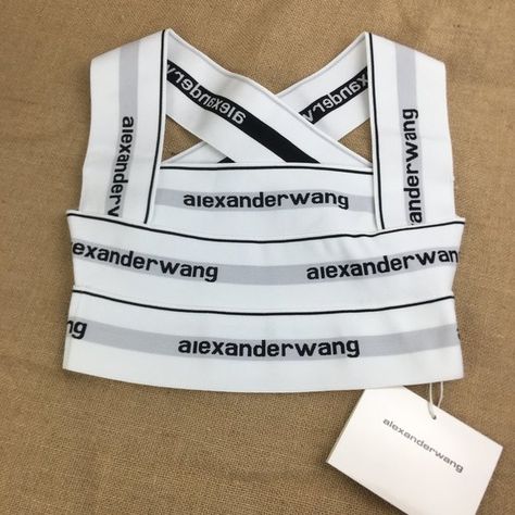 Alexander Wang Logo Elastic Bandage Cross Back Top Alexander Wang Clothes, Alexander Wang Top, Bandage Top, Birthday Outfit Ideas, White Exterior, Dream Job, Bra Sizes, Alexander Wang, Design Details