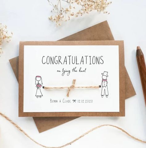 Wedding Card Funny, Cute Wedding Card, Homemade Wedding Cards, Wedding Cash Gift, Engagement Cards Handmade, Funny Wedding Cards, Wedding Congratulations Card, Wedding Cards Handmade, Wedding Congratulations