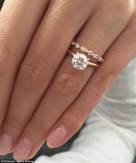 This engagement ring, which has 103,900 saves on Pinterest, is officially the site's most popular. It has a rose gold band and was custom-designed by its owner, Sylvia Billone خواتم خطوبة, Cut Rings, Most Popular Engagement Rings, Popular Engagement Rings, Gold Solitaire Engagement Ring, Art Deco Wedding Band, Simple Engagement Rings, Stunning Engagement Ring, Beautiful Engagement Rings