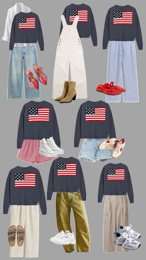 flag sweater, 4th of july, july 4th, outfit inspo Flag Sweater Outfit, Flag Sweater, 4th Of July Outfit, 4th Of July Outfits, Sweater Outfit, Fall Winter Style, July 4th, Winter Style, Autumn Winter Fashion