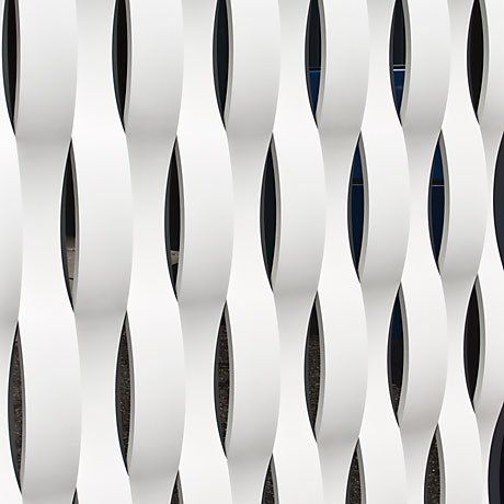 Wave Shaped Architecture, Kinetic Wall Architecture, Wavy Facade Architecture, Waves Inspired Architecture, Linear Architecture, Parametric Louvers Facade, Store Facade, Wavy Wall, Architectural Wall Panel