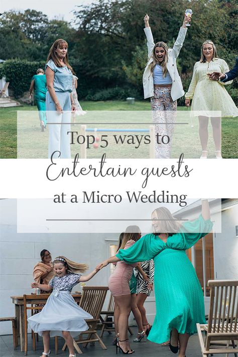 We're experts in planning the best Micro Weddings - click through to learn our top 5 tops for entertaining guests at a small wedding Micro Wedding Reception Activities, Casual Micro Wedding, Micro Wedding Activities, Micro Wedding Inspiration, Micro Wedding Reception Ideas, Minimony Wedding Ideas, Small Intimate Wedding Reception, Intimate Wedding Reception Ideas, Micro Beach Wedding