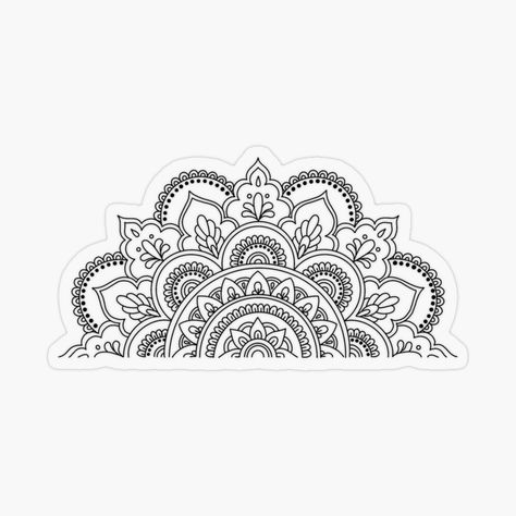 Mandala Art Stickers, Half Circle Mandala Tattoo, Half Mandala Drawing, Half Mandala Tattoo Design, Half Mandala Art, Half Circle Mandala, Organic Mandala, Half Mandala Design, Mandala Calendar