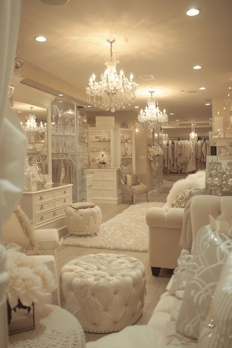 Walk In Closet With Chandelier, Bedroom Boutique Ideas, Princess Walk In Closet, At Home Dressing Room, Massive Walk In Closet, Huge Walk In Closet Luxury, Luxury Dressing Room Beautiful Closets, Dream Closet Design Luxury, Huge Closets Luxury Walk In