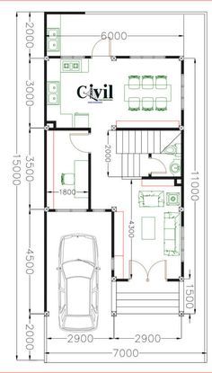 Amazing House Plans 7X15M (23X49F) With 3Beds - Engineering Discoveries House Plan With Measurements, 7x15 House Plan, House Floor Plans With Measurements, House Plans With Measurements, Floor Plan With Measurements, Cozy House Plans, House Plans Simple, Simple Home Design, Movement In Architecture