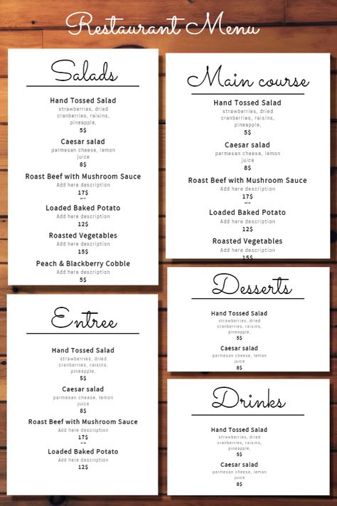 Fine dining restaurant menu customizable design template. Fine Dining Menu Design, Dining Menu Design, Fine Dining Menu, Menu Maker, Menu Flyer, Dining Menu, Menu Design Template, Restaurant Menu Template, Restaurant Flyer