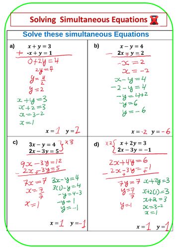 Solving Simultaneous Equations Using Substitution Worksheet - Paul Ruby BB6 Solving Simple Equations, How To Solve Linear Equations, Solving Systems Of Equations, Solving Algebraic Equations, Algebra Equations Worksheets, Science Formulas, Simultaneous Equations Worksheets, Math Study Guide, Gcse Maths Revision