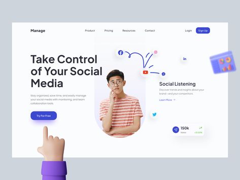 Social Media Landing Page, Animation Website, Agency Landing Page, Creative Market Design, Best Landing Page Design, Directory Design, Social Web, Ux Design Inspiration, Social Media Expert