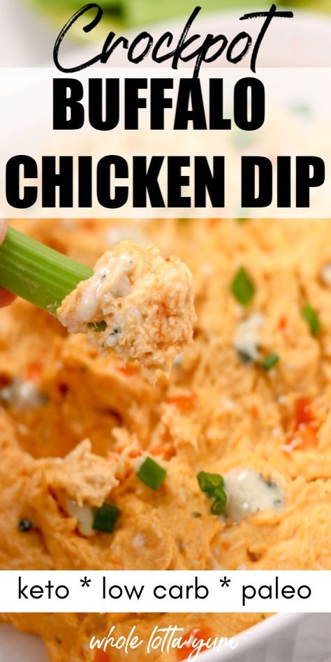 A keto buffalo chicken dip for your crock-pot that's also low carb and gluten free. This easy buffalo chicken dip recipe will be your favorite for game days, as a snack, or appetizer, and using a slow cooker makes this healthy crock pot buffalo chicken dip with Franks Red Hot even easier! Keto Buffalo Chicken Dip, Keto Buffalo Chicken, Buffalo Chicken Dip Crock Pot, Crockpot Buffalo Chicken, Buffalo Chicken Dip Easy, Buffalo Chicken Recipes, Crock Pot Dips, Chicken Dip Recipe, Buffalo Chicken Dip Recipe