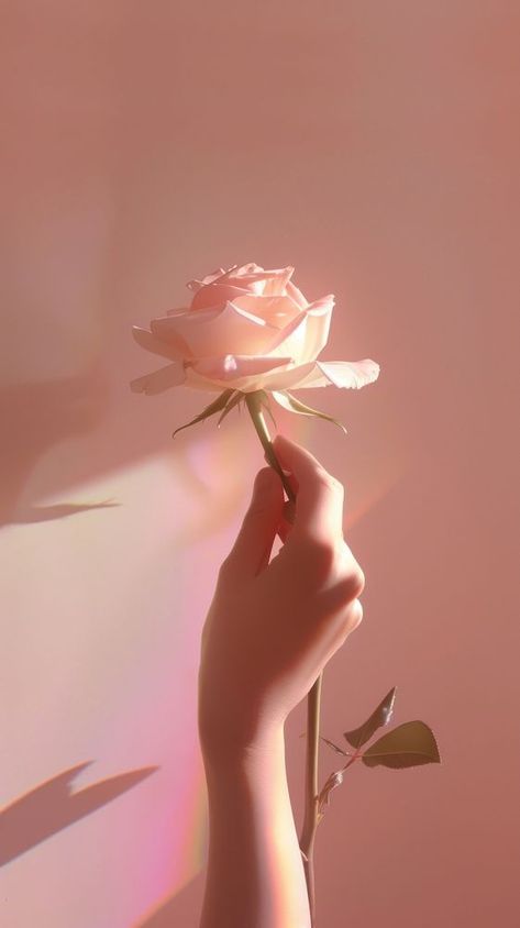 Hand Holding Flower Aesthetic, Hand Holding Flower Reference, Flower Holding Hand, Holding A Flower Reference, Rose Petals Aesthetic, Iphone Beige Wallpaper, Holding Hands Reference, Hands With Flowers, Flower In Hand