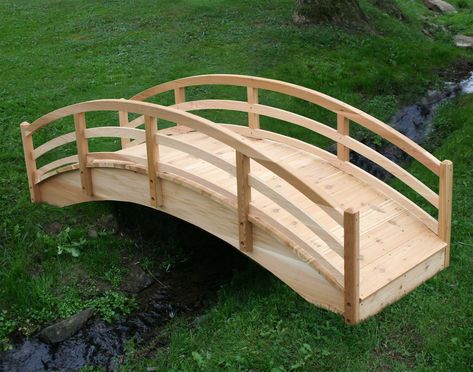 Red Cedar Traditional Arched Bridge - 8' Traditional Arched Bridge Shown Arched Garden Bridge, Garden Bridge Design, Backyard Bridges, Outdoor Bridges, Arched Bridge, Exquisite Gardens, Wood Arch, Deck Designs Backyard, Arch Bridge